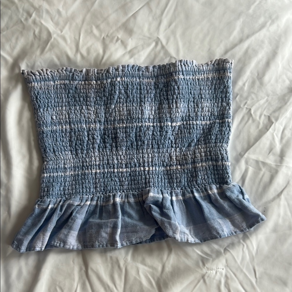 American Eagle Outfitters Light Blue Smocked Top